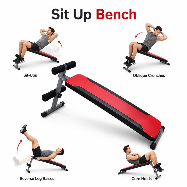 Adjustable Sit-Up Bench with Reverse Crunch Handles – Core & Ab Workout Bench