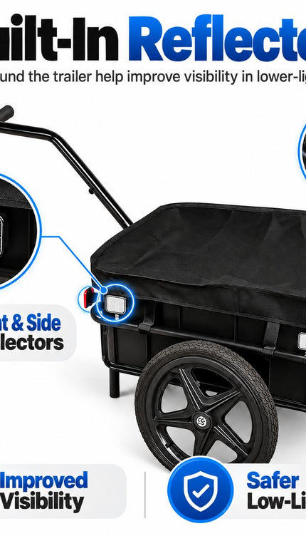100KG Bike Cargo Trailer with Removable Box & Rain Cover