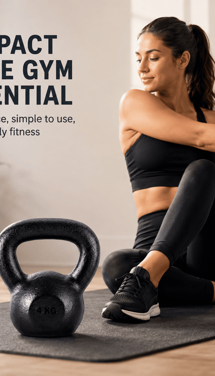 4kg Cast Iron Kettlebell, Black Strength Training Weight with Flat Base for Home Gym Workouts
