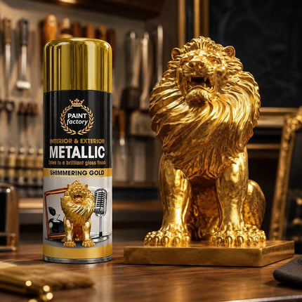 Metallic Gold Spray Paint 400ml Fast Dry Aerosol Paint For Wood Metal Plastic Multi Surface Smooth Finish