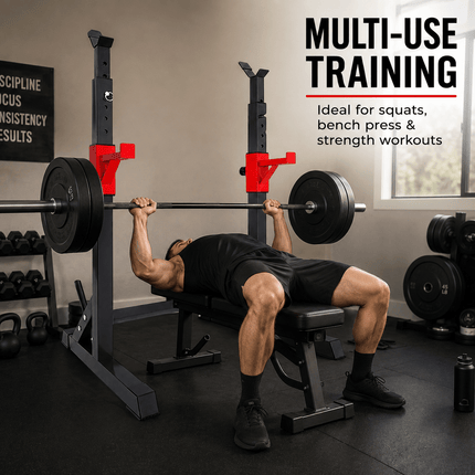 Adjustable Barbell Stand Rack, Height Adjustable Squat Support for Home Gym Strength Training