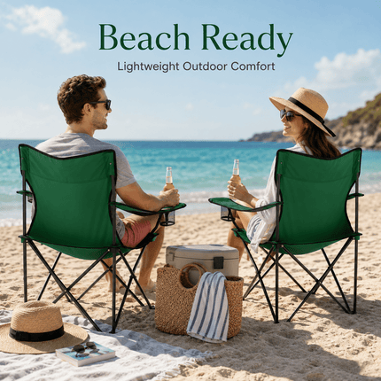 Portable Folding Camping Chair, Lightweight Polyester & Steel Outdoor Chair for Garden, Beach & Picnic