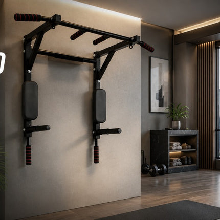 Wall Mounted Pull Up Bar with Multi Grip Handles, Steel Chin Up & Dip Training Station for Home Gym Workout, 300kg Capacity