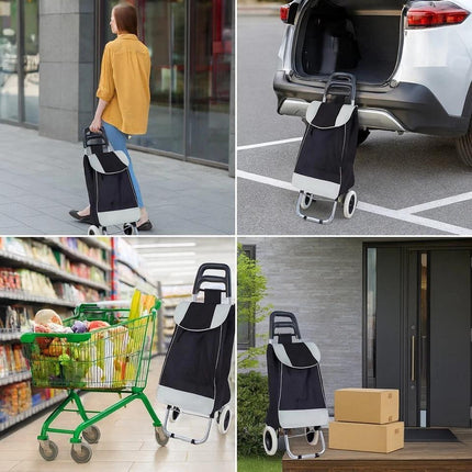 35L Folding Shopping Trolley Cart with Wheels – Waterproof Grocery Bag Carrier