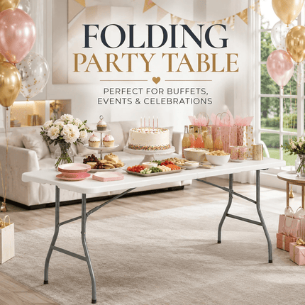 2x 6ft Folding Table Portable Trestle Camping Picnic Party Garden Market Stall Catering Banquet Foldable Tables