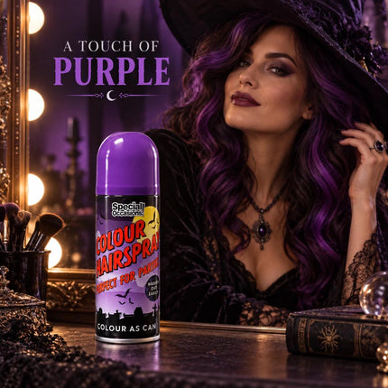 Temporary Hair Colour Spray 200ml Washable Coloured Hairspray for Halloween Fancy Dress Party Festival and Cosplay Green Purple White Black