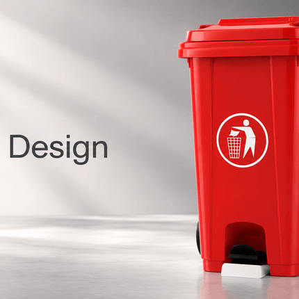 120L Red Outdoor Wheelie Bin with Lid, Heavy Duty HDPE Waste Rubbish Dustbin with Rubber Wheel