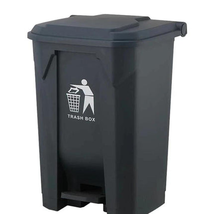 80L Pedal Bin with Lid, Large Black Plastic Kitchen Rubbish Bin for Home, Office, Bathroom and Workspace Waste