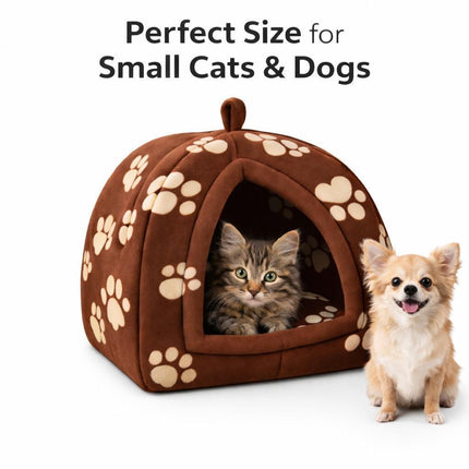 Igloo Pet Bed Cat Bed Kitten Dog Bed Fleece Pyramid Pet House Cozy Washable Warm Cat Cave Pet Tent for Small Animals