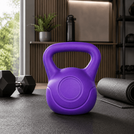 6KG Kettlebell Fitness Weight, Purple Vinyl Coated Cement Home Gym Workout Weight with Ergonomic Handle