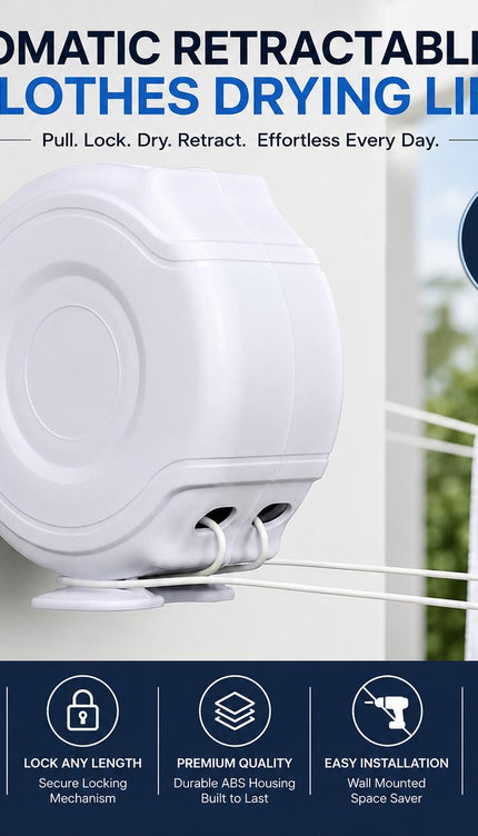 26M Retractable Clothes Line 30KG Heavy Duty Double Washing Line Extendable Wall Mounted Dryer