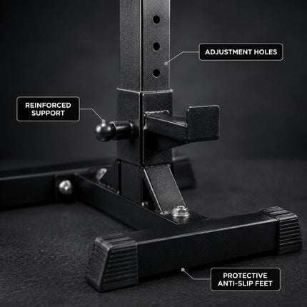 Multi Purpose Adjustable Barbell Rack and Squat Stand for Bench Press, Weight Lifting and Strength Training, Heavy Duty Home Gym Fitness Equipment with Adjustable Height and Stable Base for Men Women