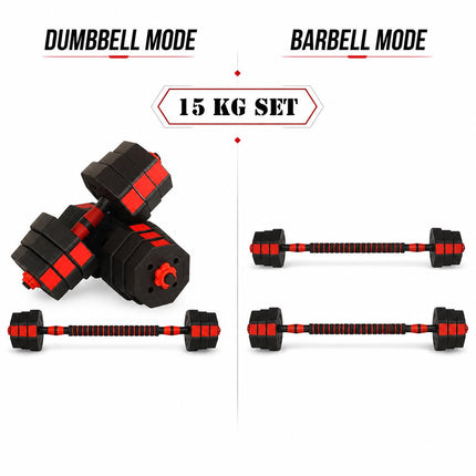 15KG Adjustable Dumbbell & Barbell Set