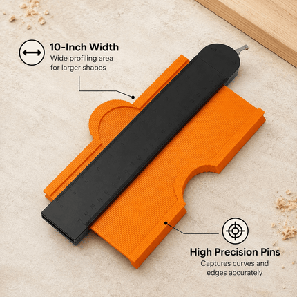10 Inch Contour Gauge with Lock, ABS Shape Duplicator Profile Measuring Tool with Inch & CM Scale for Tiling, Laminate Flooring, Carpentry and DIY