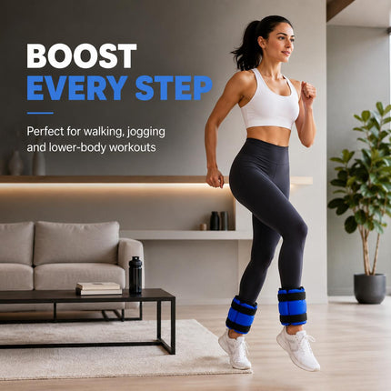 Blue Adjustable Ankle & Wrist Weights – Pair (0.5kg–3kg)