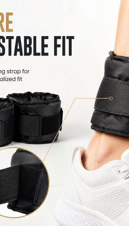 Black Ankle Wrist Weights Pair Adjustable Straps for Walking Running Yoga Gym Fitness Training 0.5kg-3kg