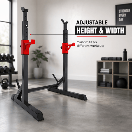 Adjustable Barbell Stand Rack, Height Adjustable Squat Support for Home Gym Strength Training