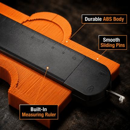 10 Inch Contour Gauge with Lock, ABS Shape Duplicator Profile Measuring Tool with Inch & CM Scale for Tiling, Laminate Flooring, Carpentry and DIY