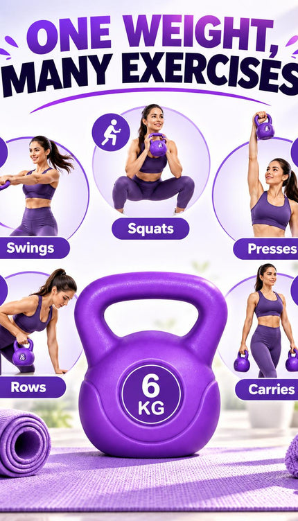 Kettlebell Weights 2KG-12KG Vinyl Cement Purple