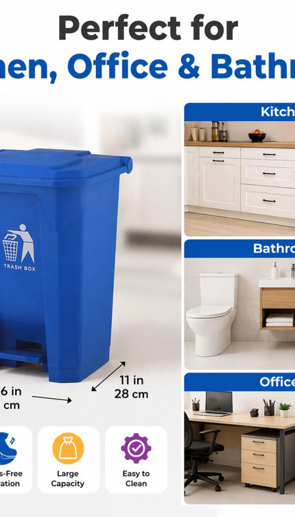 Slim Pedal Bin BPA-Free Plastic Kitchen Bathroom Trash