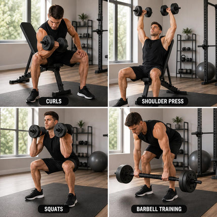 10kg Adjustable Dumbbell Barbell Set 10KG Home Gym Weight Set with Connecting Rod & Spin Collars