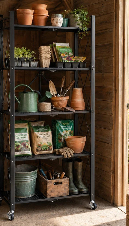 Extra Large Folding Storage Rack – Freestanding Shelves, Black