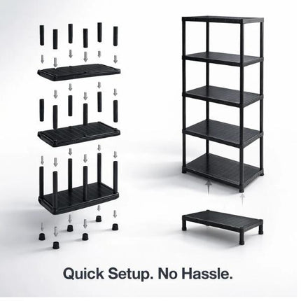 Plastic 4/5 Tier Storage Rack Freestanding Garage Shelving Unit Durable Utility Shelf Organizer for Shed Home & Warehouse Strong Multi-Purpose Rack for Tools & Boxes Easy Assembly