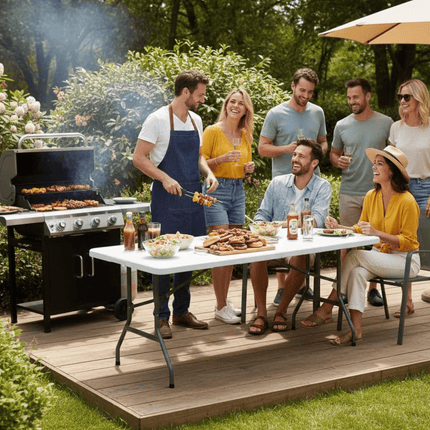 2x 6ft Folding Table Portable Trestle Camping Picnic Party Garden Market Stall Catering Banquet Foldable Tables
