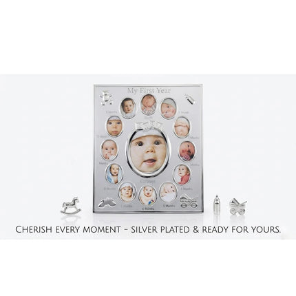 Baby 12 Month Milestone Photo Frame – 13 Photo Keepsake Frame
