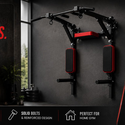 Wall Mounted Pull Up Bar with Multi Grip Handles, Steel Chin Up & Dip Training Station for Home Gym Workout, 300kg Capacity