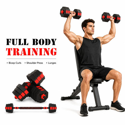 15KG Adjustable Dumbbell & Barbell Set