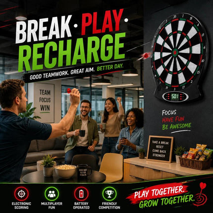 43cm Electronic Dart Board Digital Scoring Display with 6 Darts Family Indoor Pub Game