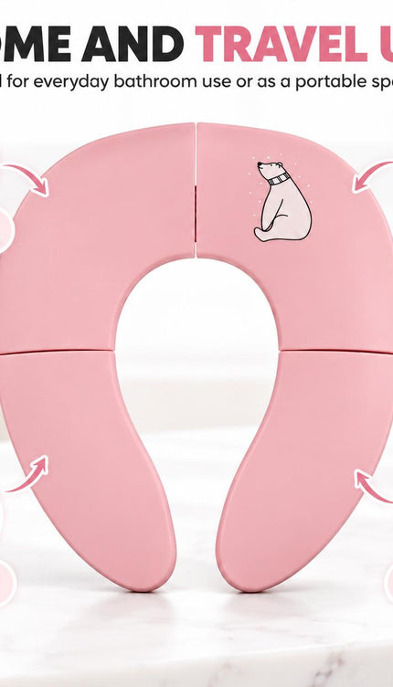 Folding Potty Training Seat for Toddlers, Portable Kids Toilet Trainer with Non Slip Design, Compact Travel Toilet Seat for Boys & Girls, Pink