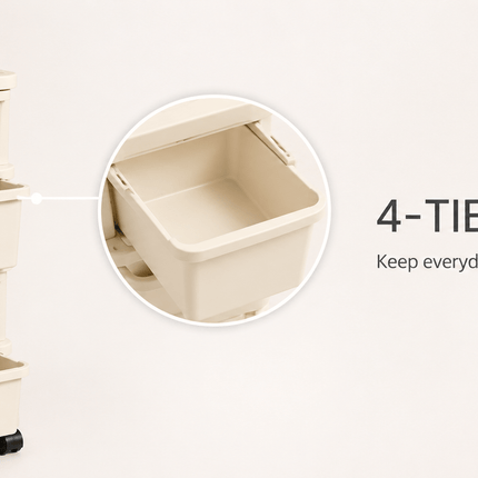 Plastic Storage Trolley Drawer Cabinet on Wheels – Multi-Tier Mobile Storage Organiser for Home, Office, Kitchen, Bathroom & Bedroom