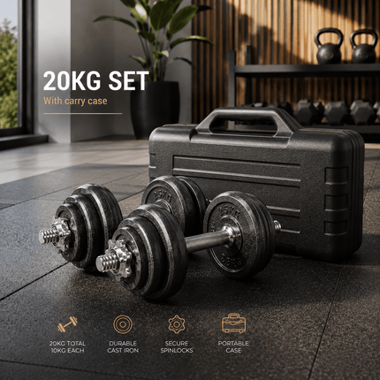 Adjustable Dumbbell Barbell Weight Set Cast Iron 15KG 20KG 30KG 50KG Home Gym