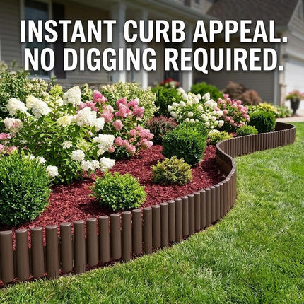 Garden Lawn Border Edge Fence Pack of 10 Plastic Wooden Effect Picket Edging Panels Path Landscape Decorative