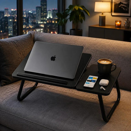Foldable Laptop Table Portable Bed Sofa Tray with Cup Holder for Notebook Home Office Reading & Breakfast