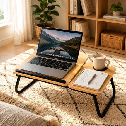 Portable Laptop Lap Desk with Cup Holder Foldable Bed Sofa Table for Notebook Work Study & Breakfast Tray