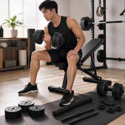 15KG Adjustable Dumbbell & Barbell Set | Home Gym Weights with Connecting Rod, Spin Lock Collars & Weight Plates