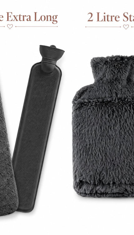 Hot Water Bottle 2L & Extra Long 2.2L with Soft Faux Fur Fleece Cover Reusable Winter Bed Warmer for Neck, Back, Stomach, Hands & Feet  Drinkware Portable Bottle