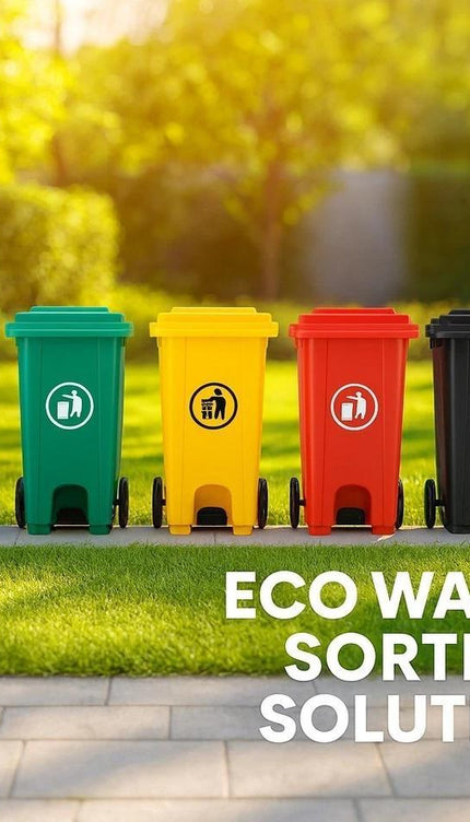 Wheelie Bin 100L Waste Rubbish Dustbin with Lid Rubber Wheels
