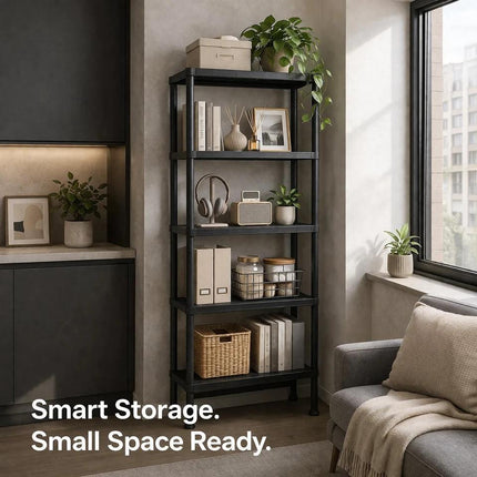 5-Tier Plastic Shelving Unit – Black
