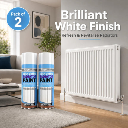 Cast Iron Radiator Spray Paint Brilliant White Aerosol 400ml Quick Dry Durable Metal Surface Paint Indoor Outdoor Radiator Paint Pack of 1 or 2