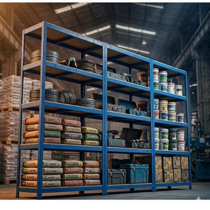 Heavy Duty Metal Storage Shelving Unit Pack of 3 | 5 Tier Galvanised Steel Garage Shelf Rack 150x70x30cm | Workshop Warehouse Organiser