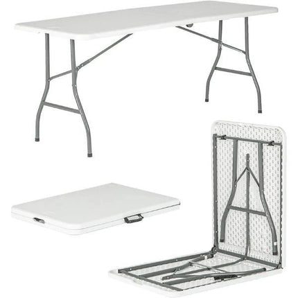 6ft Folding Table Portable Trestle Table for Camping Picnic BBQ Party Garden & Market Stall | Heavy Duty Foldable Utility Table Indoor Outdoor