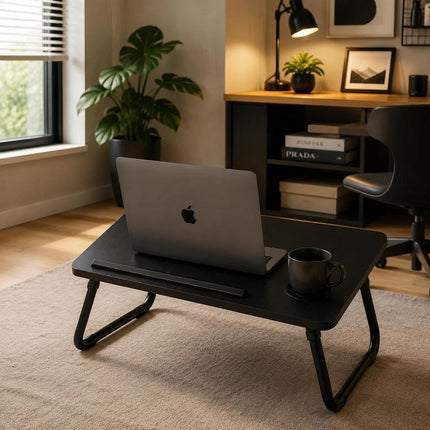Foldable Laptop Table Portable Bed Sofa Tray with Cup Holder for Notebook Home Office Reading & Breakfast