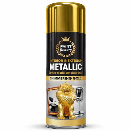 Metallic Gold Spray Paint 400ml Fast Dry Aerosol Paint For Wood Metal Plastic Multi Surface Smooth Finish