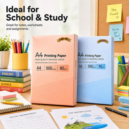 A4 Multipurpose Printer Paper White 70GSM 80GSM 500 Sheets 1 Ream Copy Paper for Inkjet Laser Copier Home Office School Printing