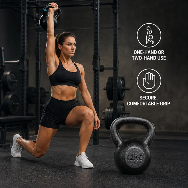 12KG Kettlebell Cast Iron Weight, Home Gym Strength Training Equipment for Full Body Workout, Swings, Squats, Deadlifts, Core Fitness Men & Women