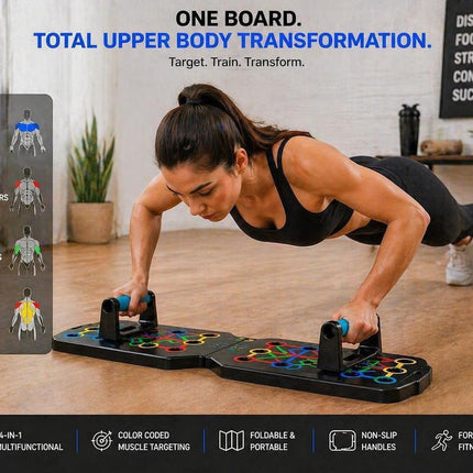 Multifunctional Push Up Board with Resistance Bands, Adjustable Handles Portable Home Gym Workout Equipment for Chest, Shoulders, Arms, Back and Full Body Strength Training Fitness Exercise System